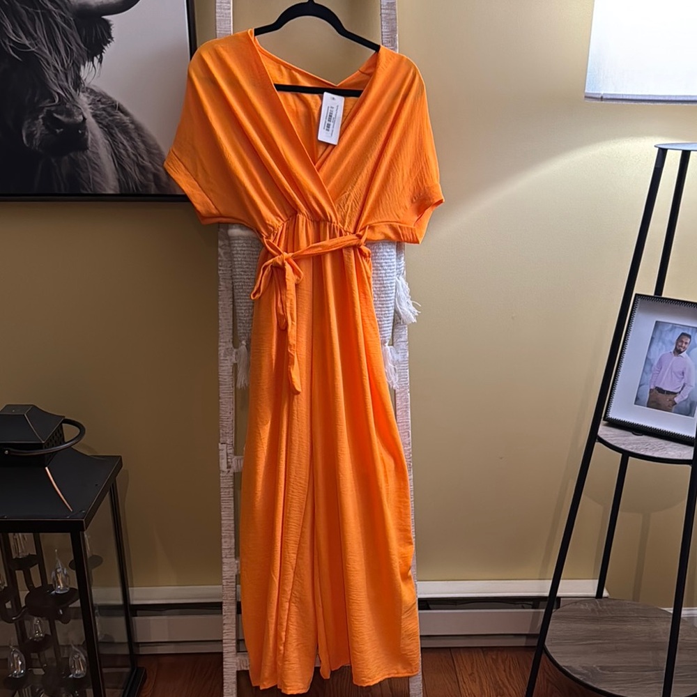 Orange Wrap jumpsuit